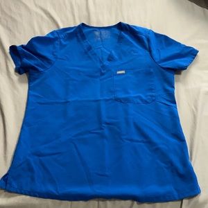 Figs Royal Blue Scrub Top Large